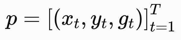 HAMSTER 2D Path 수식: p = [(x_t, y_t, g_t)], t = 1부터 T까지